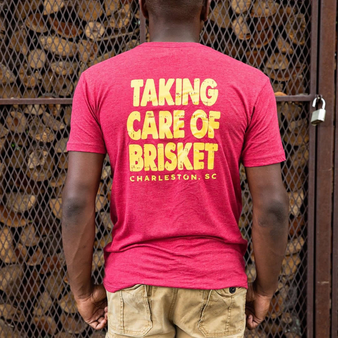 Lewis BBQ Taking Care Of Brisket T-Shirt Back