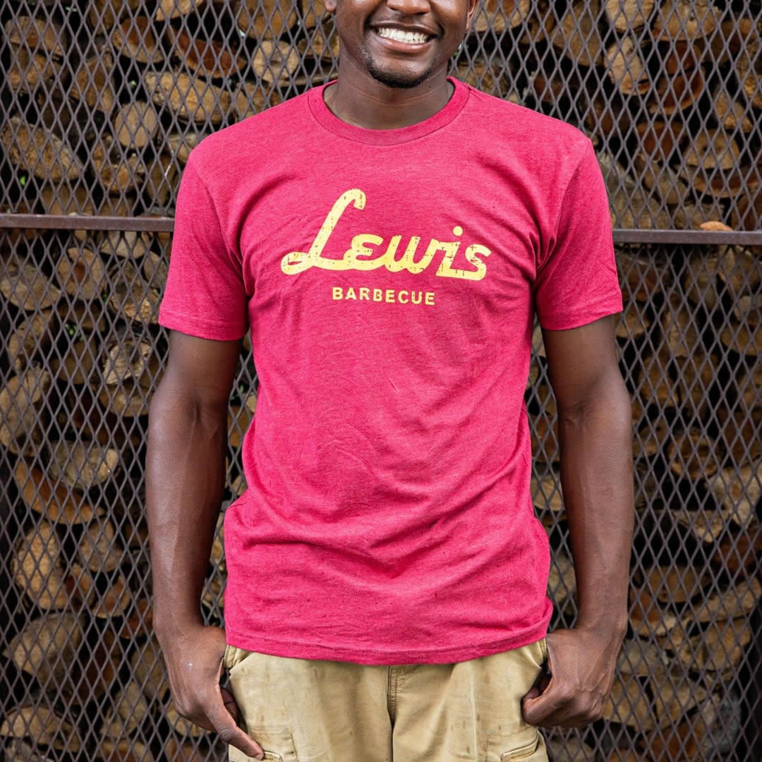 Lewis BBQ Taking Care Of Brisket T-Shirt Front